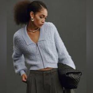 Anthropologie Brushed Sweater Cardigan Wool Blend. Size Medium Petite